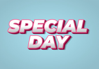 Special day. Bold 3D text style for celebration themes