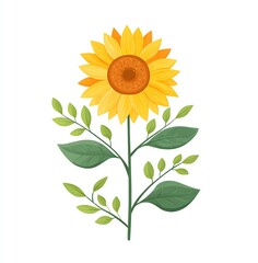 Fototapeta premium Vibrant Sunflower in Bloom, a Minimalist Botanical Illustration, showcasing the radiant beauty of nature.