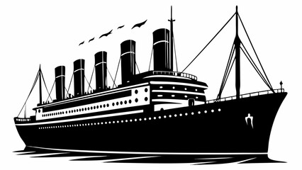 Fototapeta premium titanic ship vector black silhouette black on white background