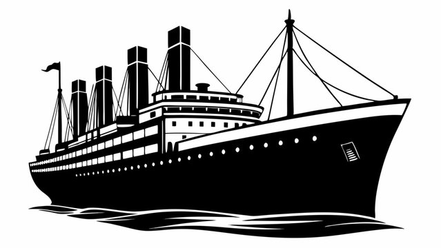 titanic ship vector black silhouette black on white background