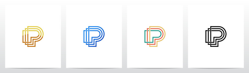 Outlines Parallel Lines Knit Initial Letter Logo Design P