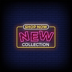 Obraz premium new collection neon sign with brick wall background vector