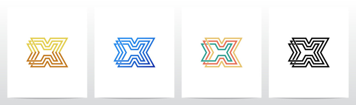 Outlines Parallel Lines Knit Initial Letter Logo Design X