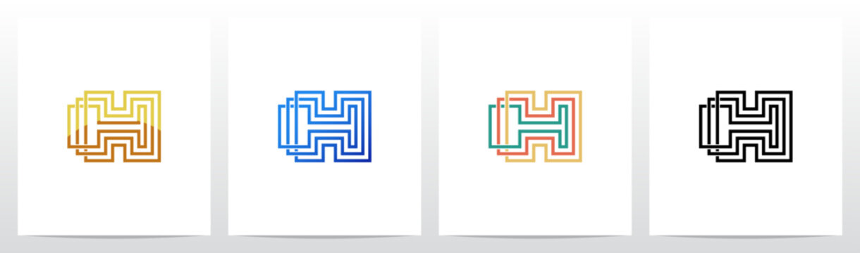 Outlines Parallel Lines Knit Initial Letter Logo Design H