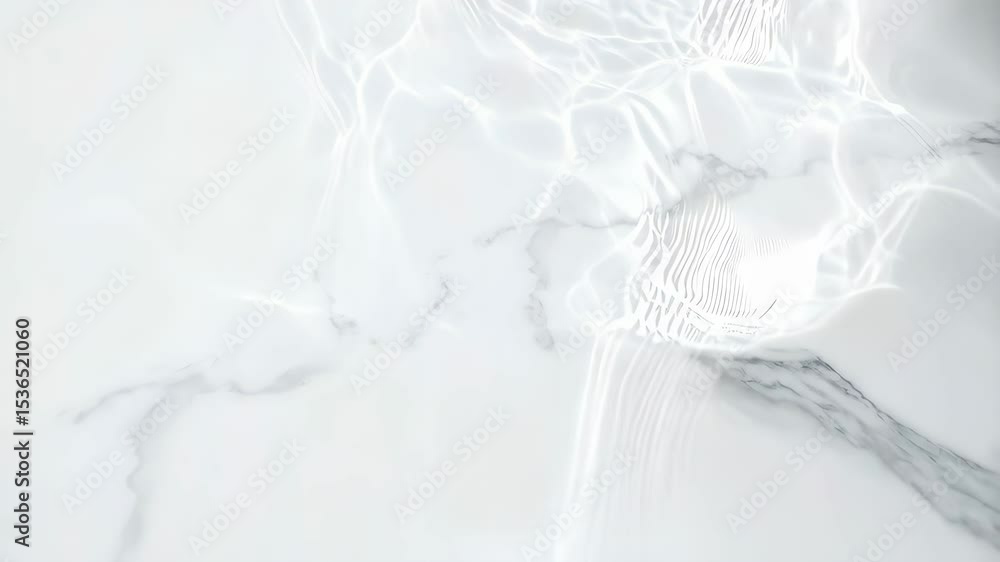 Aufkleber elegant white marble texture with subtle water ripple patterns and light reflections, creating a ser