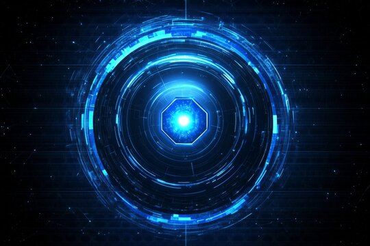 Futuristic Security System with Geometric Dome and Glowing Force Field Protection Elements