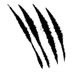 Torn claw mark with grunge edge and wild slash detail. Vector graphic for use in scary designs, monster attack visuals, or Halloween elements.
