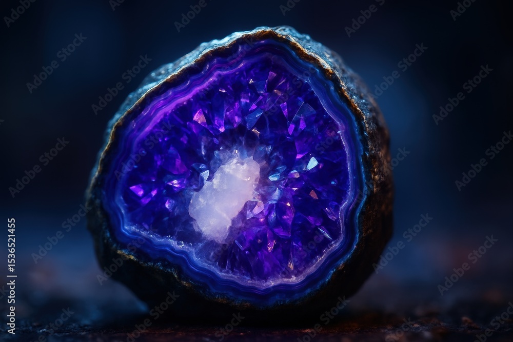 Poster purple crystal embedded in piece of amethyst.