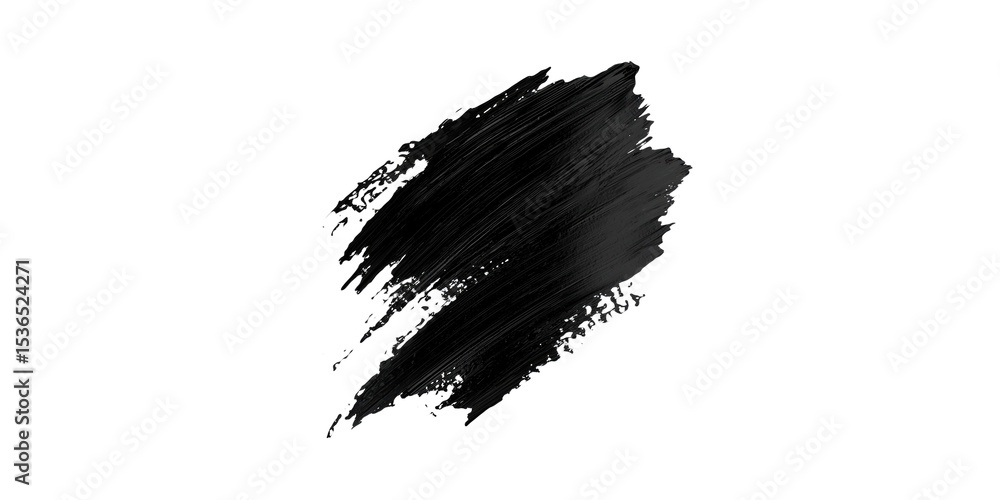 Poster abstract black brush stroke. artistic expression and creative design element isolated on transparent