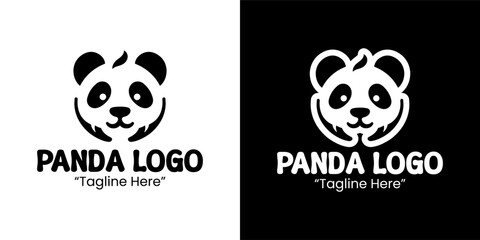 Stylish Panda Logo with Rounded Edges and Playful Expression