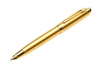 Closeup of a GoldColored Pen Against a Black Background isolated on transparent baackground