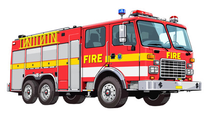 Fire Truck EMS Emergency Cartoon Toy No Background Vector