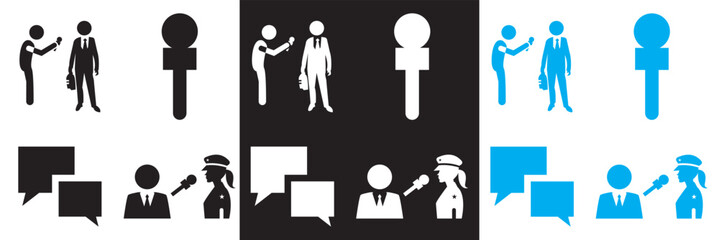 Interview icon. Vector for websites, mobile interfaces, presentations, banner, visual branding etc. Vector illustration. isolated on white and black background. EPS 10