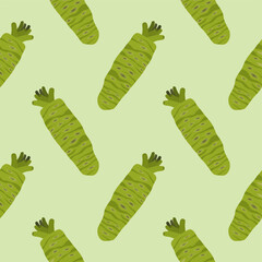 japanese wasabi root flat design seamless pattern vector illustration. Japan Spices Vector Seamless Pattern