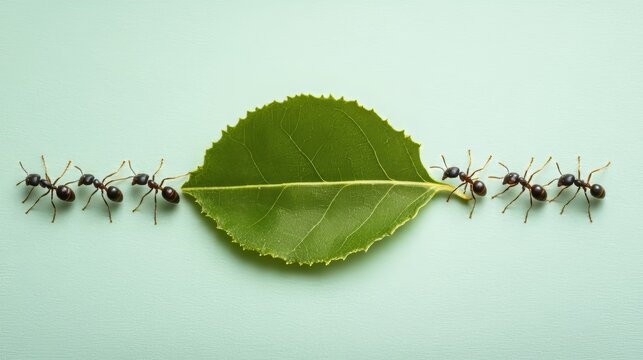 Leaf Transport Ants Show Coordination and Teamwork in Nature, Illustrating Social Labor Dynamics