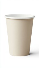 Simple Beige Paper Cup for Beverage, Coffee, Tea, or Other Drinks, Disposable Tableware Mockup
