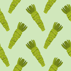 japanese wasabi root flat design seamless pattern vector illustration. Japan Spices Vector Seamless Pattern