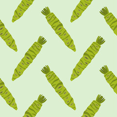 japanese wasabi root flat design seamless pattern vector illustration. Japan Spices Vector Seamless Pattern