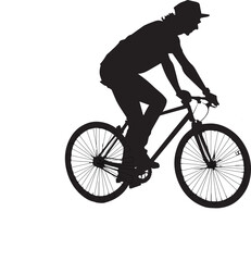 Cyclist Silhouette - Urban Bicycle Rider Vector Art