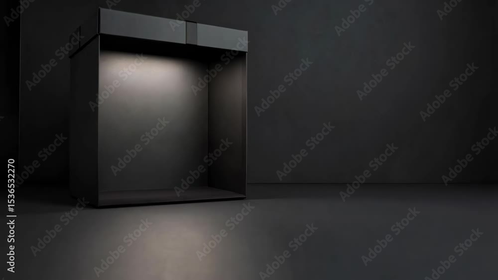 Aufkleber sophisticated empty dark box or showcase for product presentation, illuminated by a subtle light sou