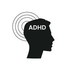 ADHD Attention disorder human head silhouette. Vector illustration.