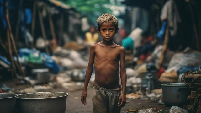 Poverty and Resilience, A Young Boy's Struggle in the Slums of India