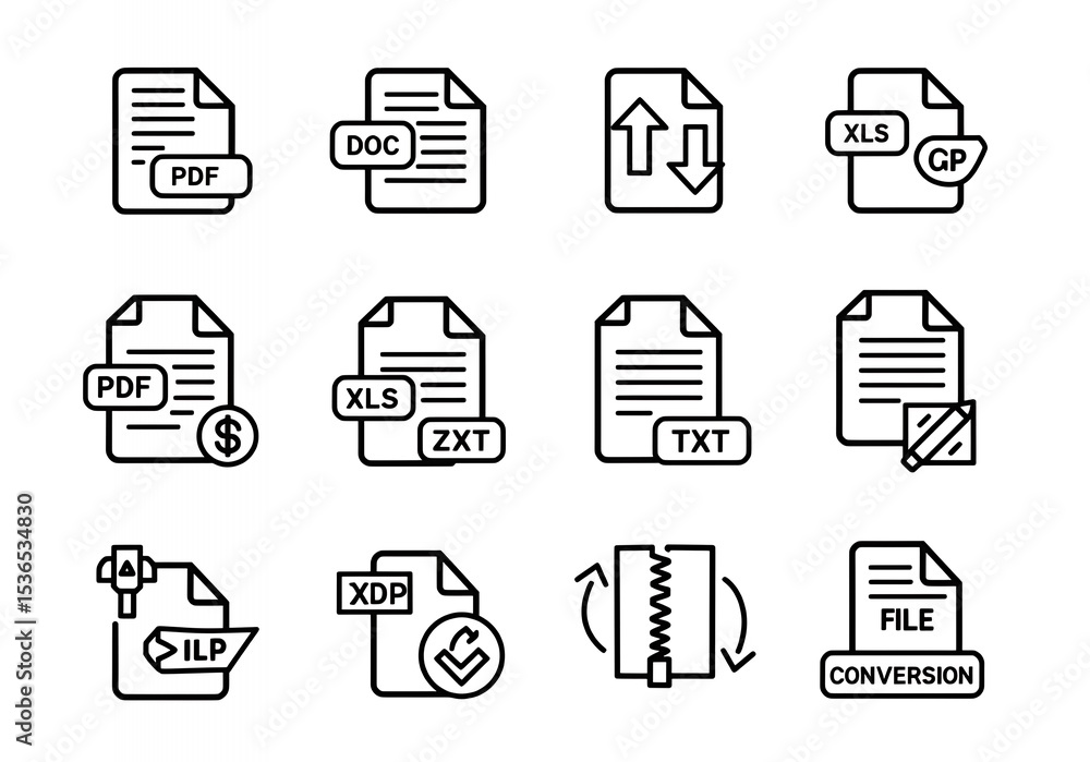 Poster file type icon set collection - document format symbols