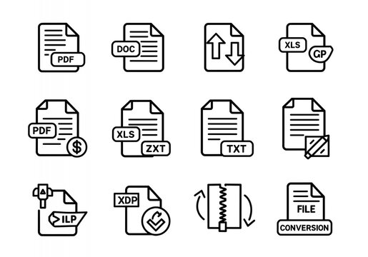 File Type Icon Set Collection - Document Format Symbols