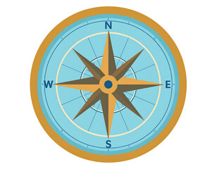 Compass rose navigational instrument isolated on transparent background, indicating direction, guidance, and exploration
