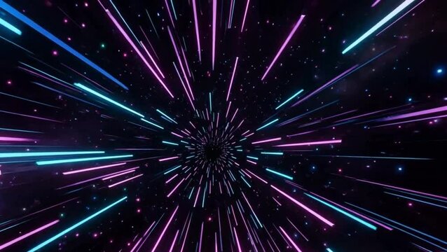 colorful fireworks background, Warp Speed Space Travel - Futuristic Light Tunnel Animation