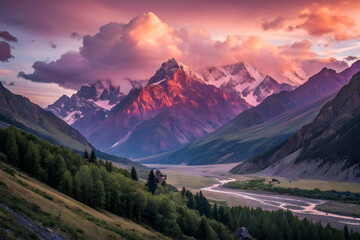 sunset in the alps