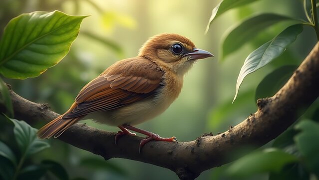 Serene Chestnut-tailed Minla Perched on Branch
