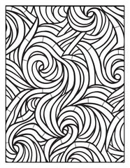 seamless pattern with abstract lines, Mindful Patterns Coloring Pages For Adults & Teens, black and white, line art Victor illustration, bold and easy coloring page, bold & easy coloring book