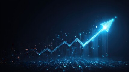 Fototapeta premium Futuristic Blue Arrow Graph Indicating Digital Growth