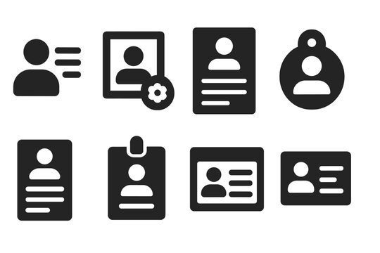 Bio Icons Collection. Solid style icons of bio details: short bio icon, personal field, description block, about user, info sheet,