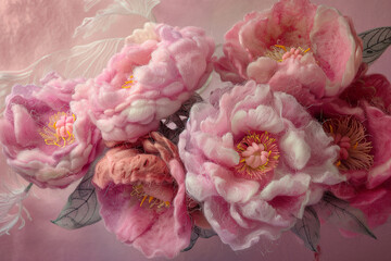 Close-Up of Soft Pink Flowers Featuring Textured Petals on Subtle Background