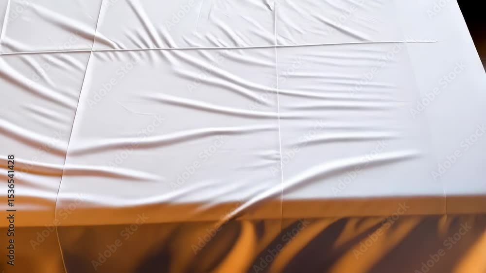 Poster wavy white fabric with structured seams forming a square tiled pattern, background design element, m