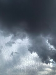 Gray storm clouds. Black sky.