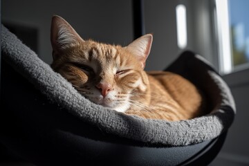 Orange cat sleeping on the couch