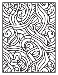 seamless pattern with abstract lines, Mindful Patterns Coloring Pages For Adults & Teens, black and white, line art Victor illustration, bold and easy coloring page, bold & easy coloring book