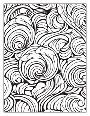 seamless pattern with abstract lines, Mindful Patterns Coloring Pages For Adults & Teens, black and white, line art Victor illustration, bold and easy coloring page, bold & easy coloring book