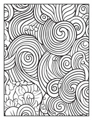 seamless pattern with abstract lines, Mindful Patterns Coloring Pages For Adults & Teens, black and white, line art Victor illustration, bold and easy coloring page, bold & easy coloring book