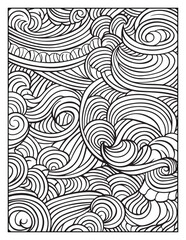 seamless pattern with abstract lines, Mindful Patterns Coloring Pages For Adults & Teens, black and white, line art Victor illustration, bold and easy coloring page, bold & easy coloring book