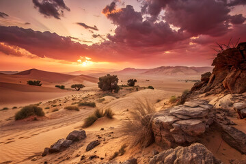 sunset in the desert