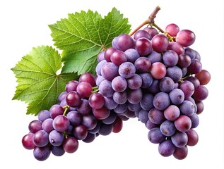 Obraz premium A cluster of fresh red grapes with vibrant green leaves displayed beautifully