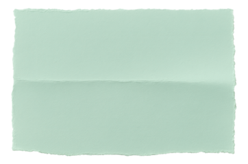 Torn mint green paper with a textured edge and central crease on transparent background.