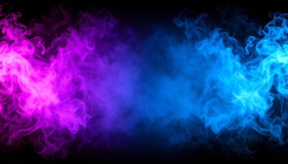 Obraz premium Blue smoke swirls like an ethereal cloud against a dark, stormy sky, a vibrant texture in the black, starry space