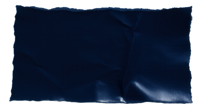 Dark blue torn paper with uneven edges and a smooth texture on transparent background.