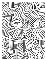 Mindful Patterns Coloring Pages For Adults & Teens, black and white, line art, illustration, bold and easy coloring page, bold & easy coloring book, stress relief ,coloring book, coloring page