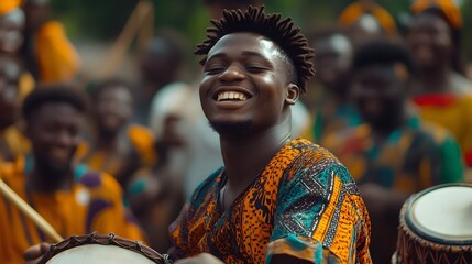 Joyful celebration with vibrant traditional clothing.